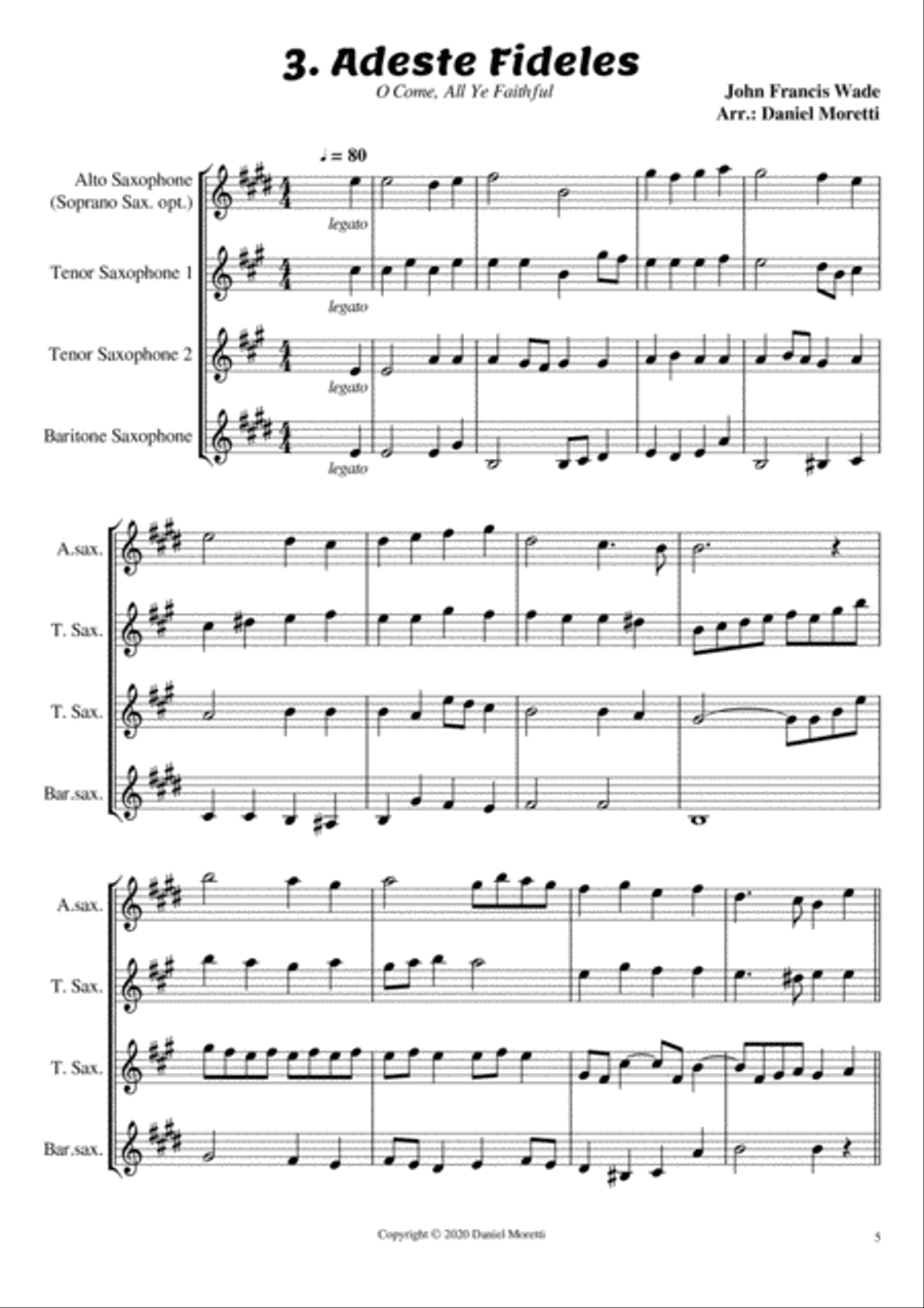 Christmas Song Book (5 songs) - Saxophone Quartet Edition Saxophone Quartet scores gallery preview page 5