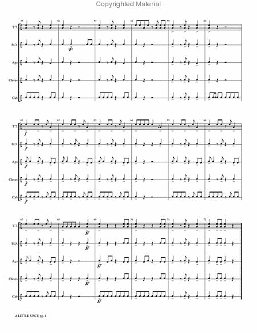 A Little Spice Percussion Ensemble scores gallery preview page 6