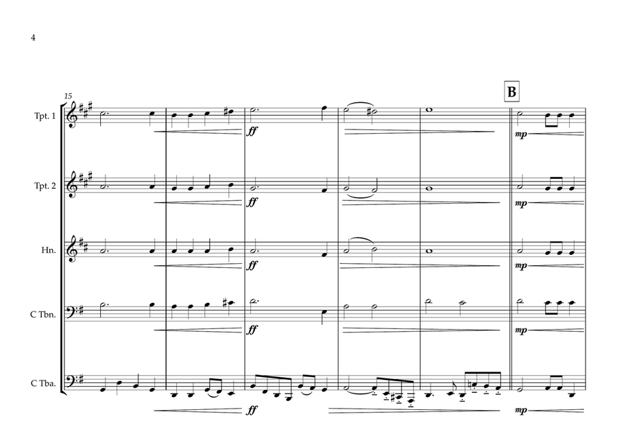Solomon Islands National Anthem ''God Save Our Solomon Islands'' for Brass Quintet Brass Quintet scores gallery preview page 4