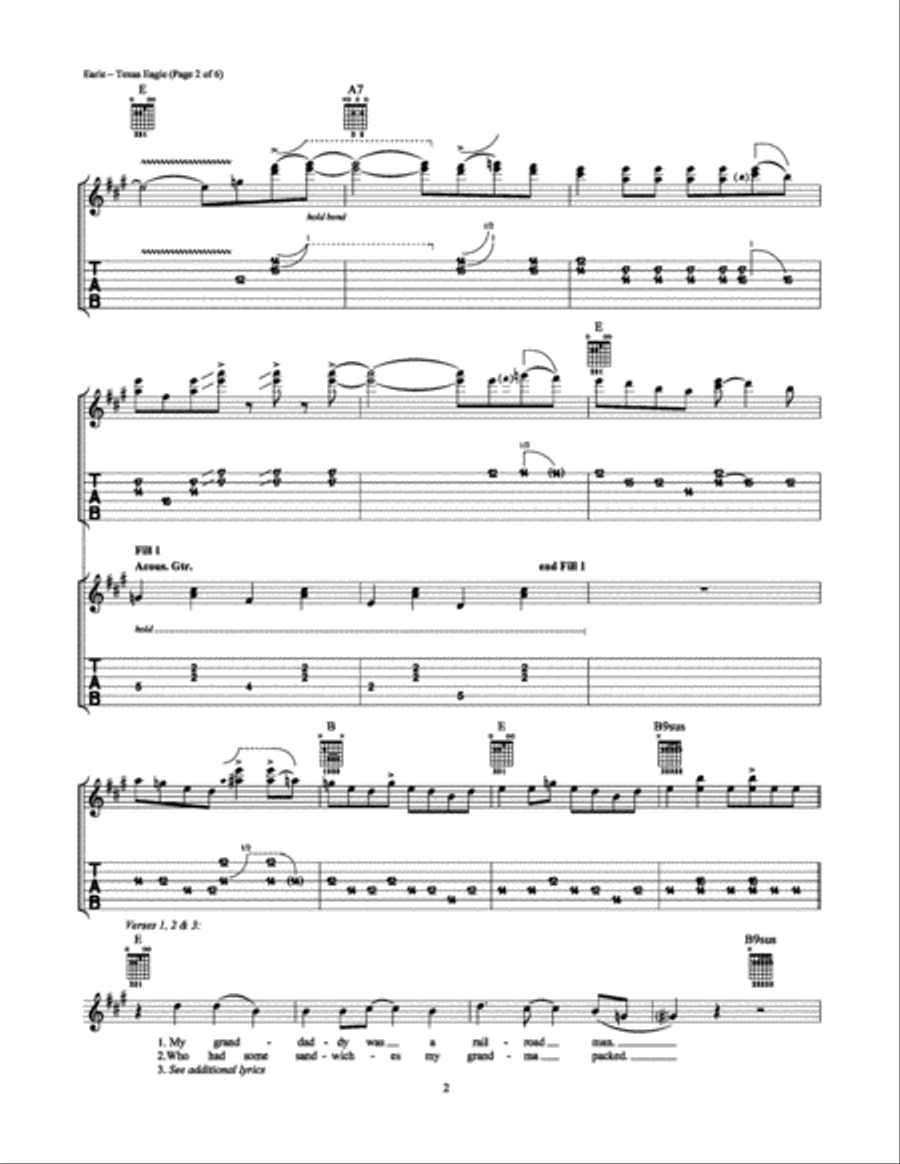 Texas Eagle Electric Guitar scores gallery preview page 2