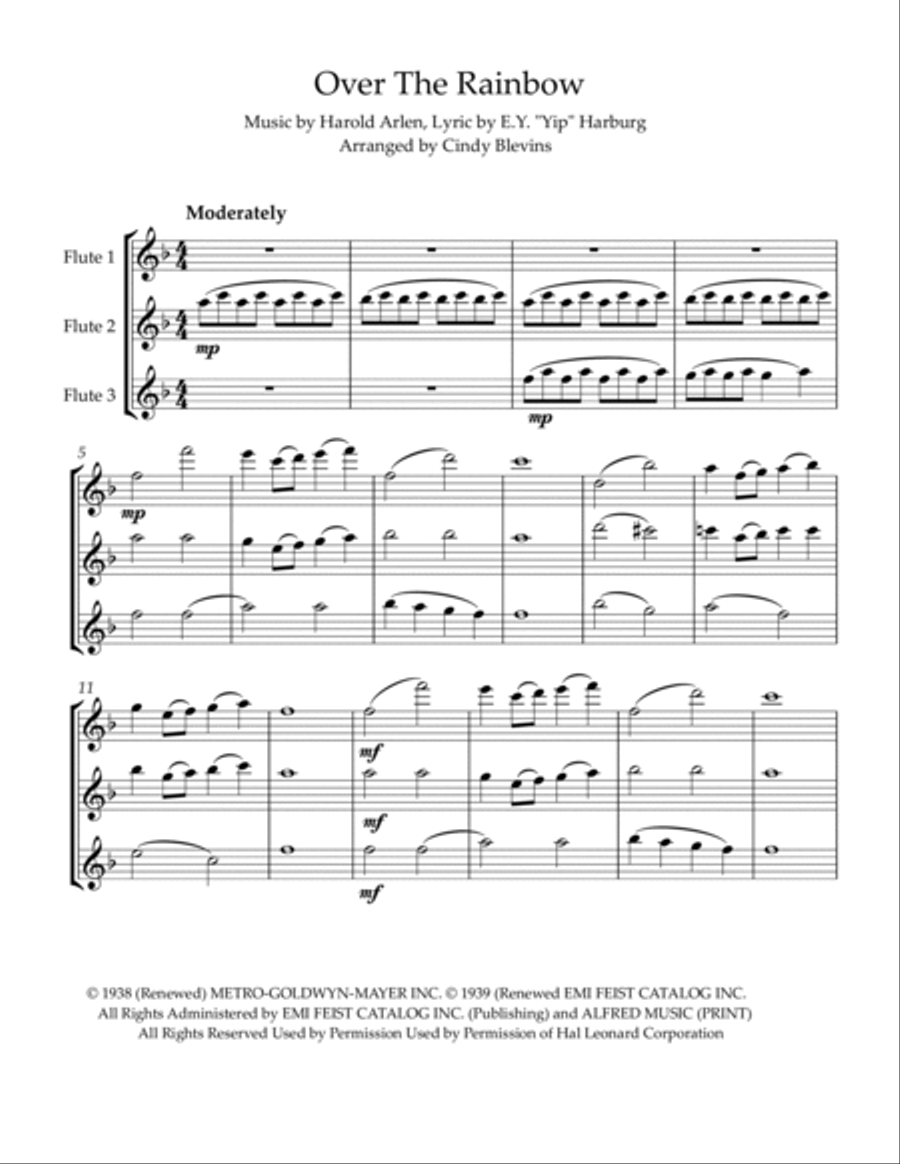 Over The Rainbow (from The Wizard Of Oz) Flute Trio scores gallery preview page 2