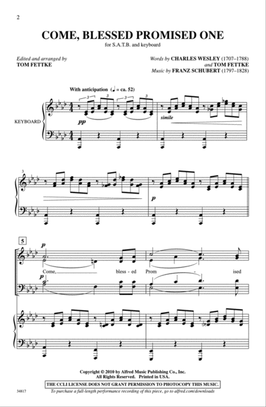 Come, Blessed Promised One 4-Part scores gallery preview page 2