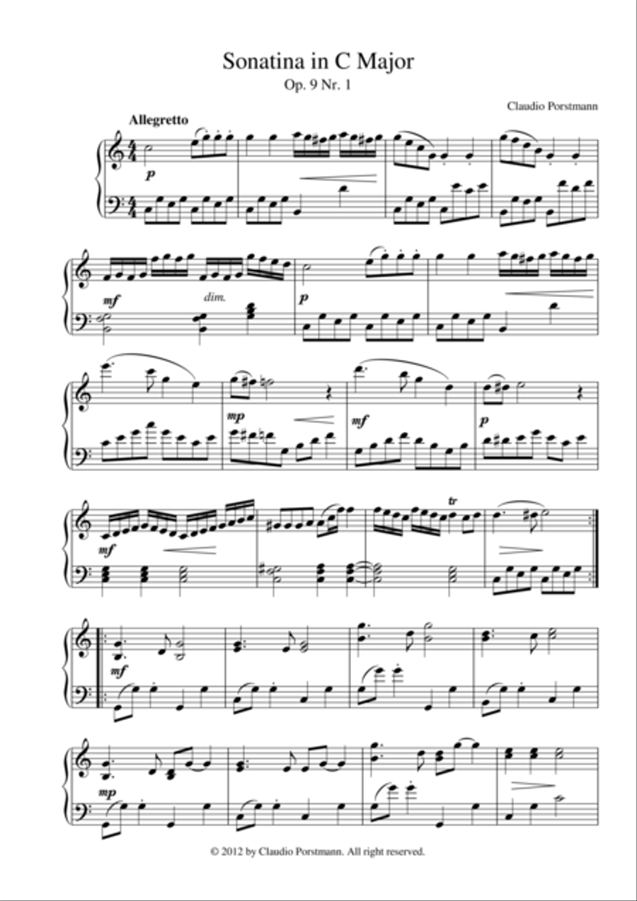 Sonatina in C Major, Op.9 Nr.1 Piano Solo scores gallery preview page 1