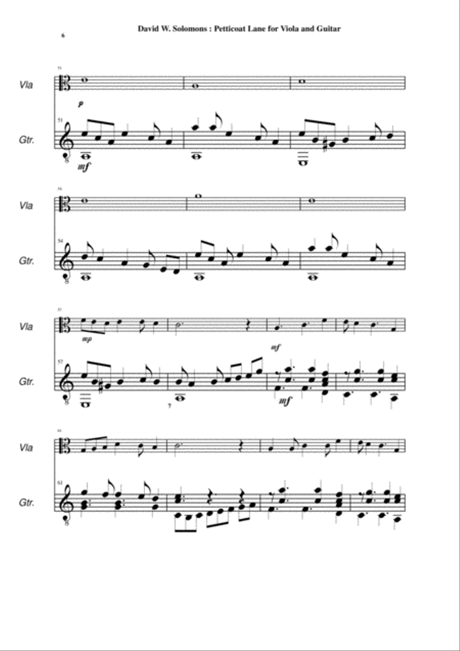 David Warin Solomons: Petticoat Lane for viola and guitar String Duet scores gallery preview page 6