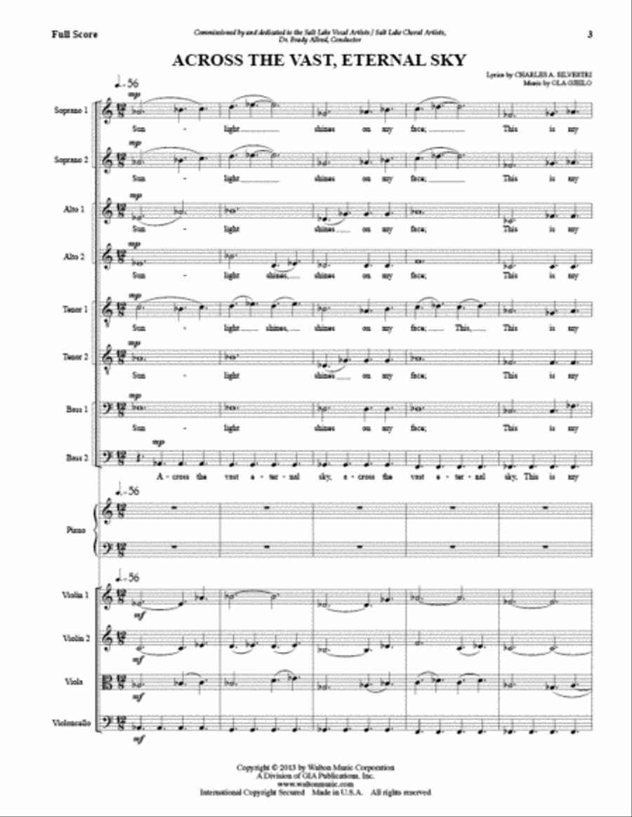 Across the Vast, Eternal Sky (Full Score and Instrumental Parts) Choir scores gallery preview page 2