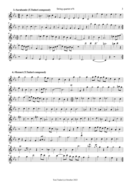 String quartet nº6-Toni Tudurí (instrumentation of Domenico dall'Oglio violin Sonata Op1 nº8 in E b image number null