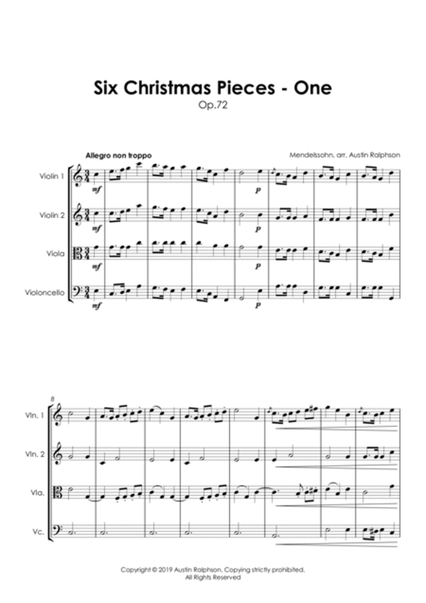Six Christmas Pieces (Sechs Kinderstücke für das Pianoforte) Op.72: Number 1 of 6 - string quartet image number null