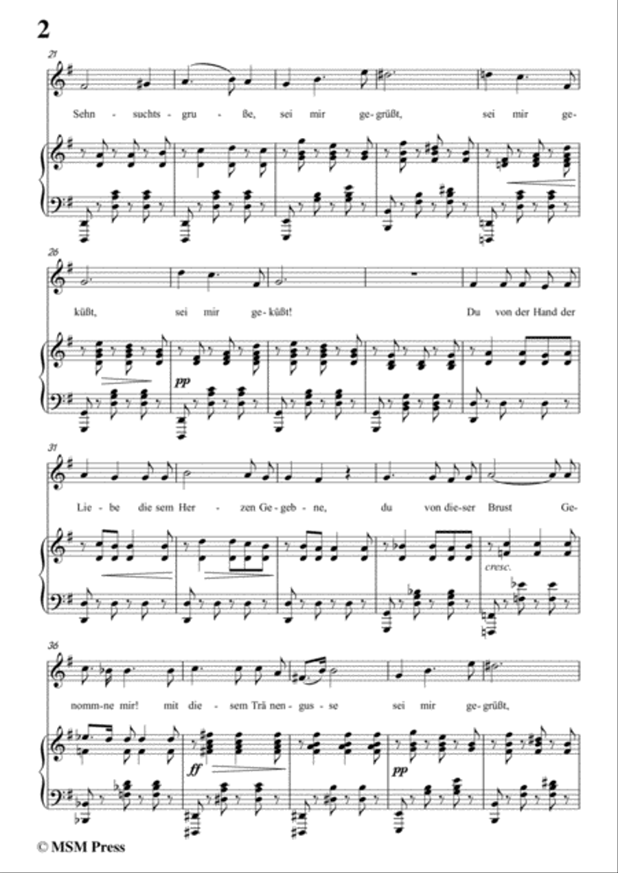 Schubert-Sei mir gegrüsst!,Op.20 No.1,in G Major,for Voice&Piano Voice scores gallery preview page 4