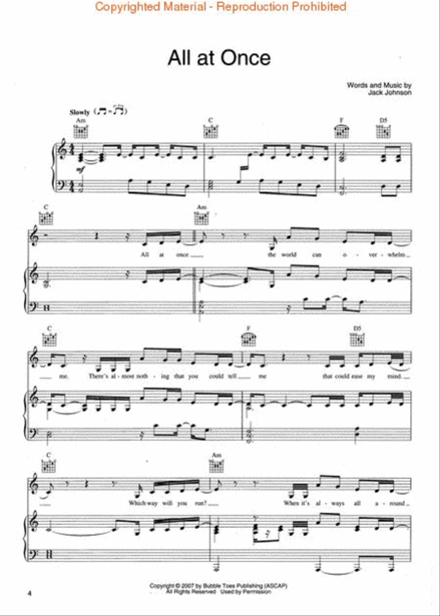 Jack Johnson - Sleep Through the Static Piano, Vocal, Guitar scores gallery preview page 2