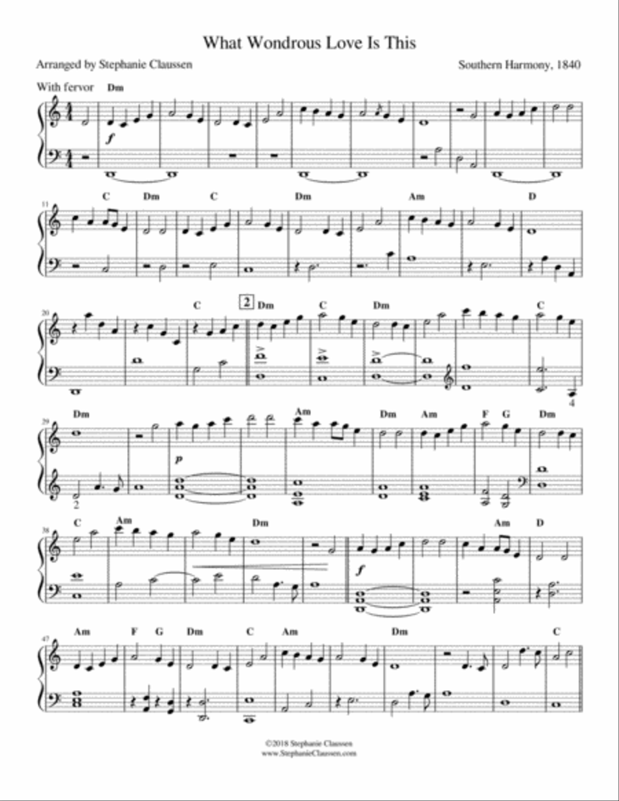 What Wondrous Love is This (Harp solo) Harp scores gallery preview page 2