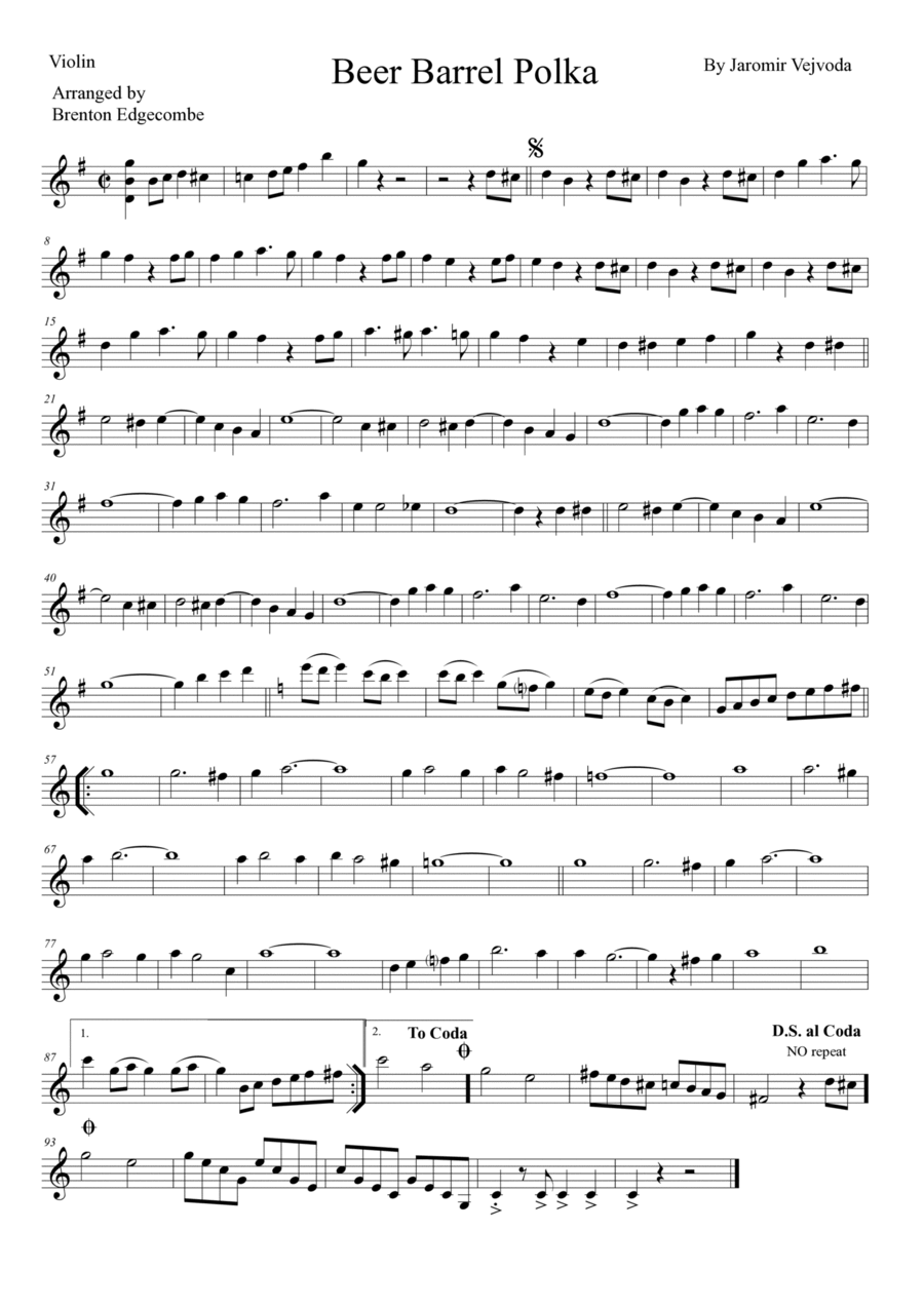 Beer Barrel Polka (Roll Out the Barrel) String Duet scores gallery preview page 1
