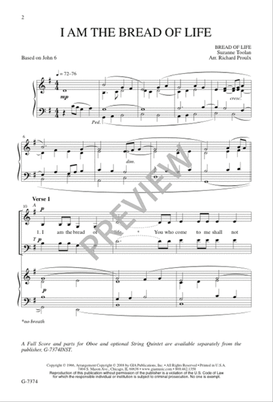 I Am the Bread of Life 4-Part scores gallery preview page 2