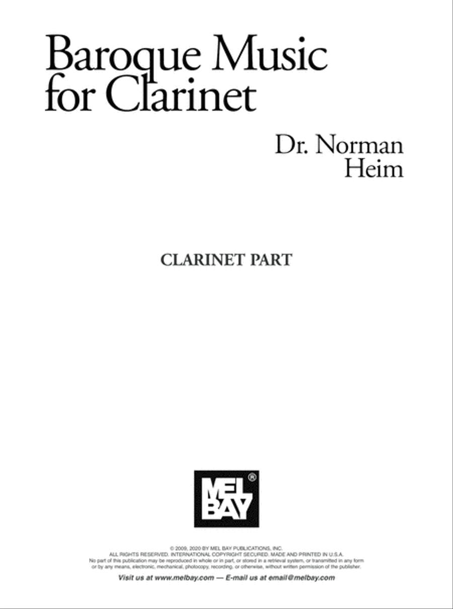Baroque Music for Clarinet Clarinet Solo scores gallery preview page 2