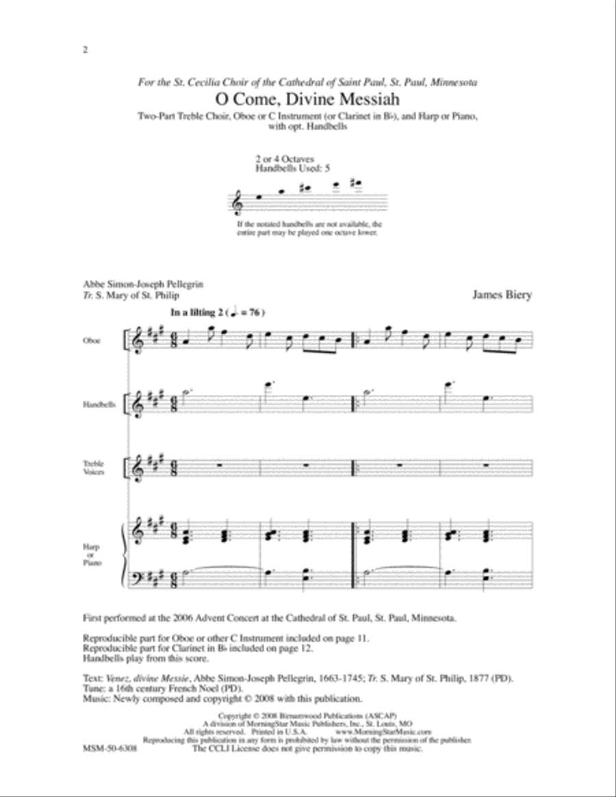 O Come, Divine Messiah O Come, Divine Messiah 2-Part scores gallery preview page 2