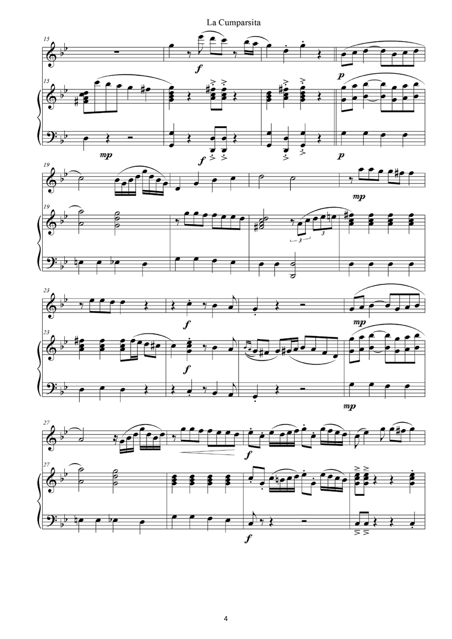 La cumparsita for violin+piano La cumparsita for violin+piano Violin Solo scores gallery preview page 4
