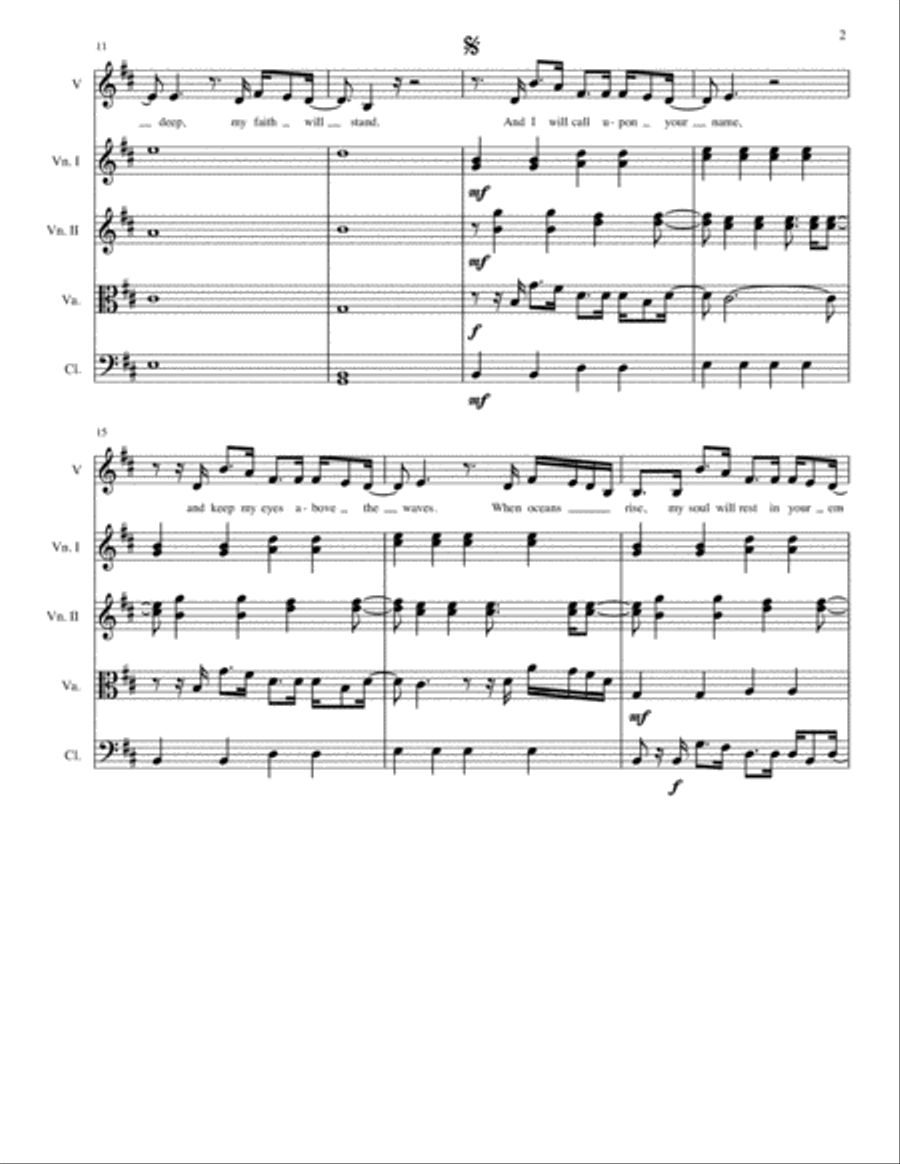 Oceans (Where Feet May Fail) Small Ensemble scores gallery preview page 3