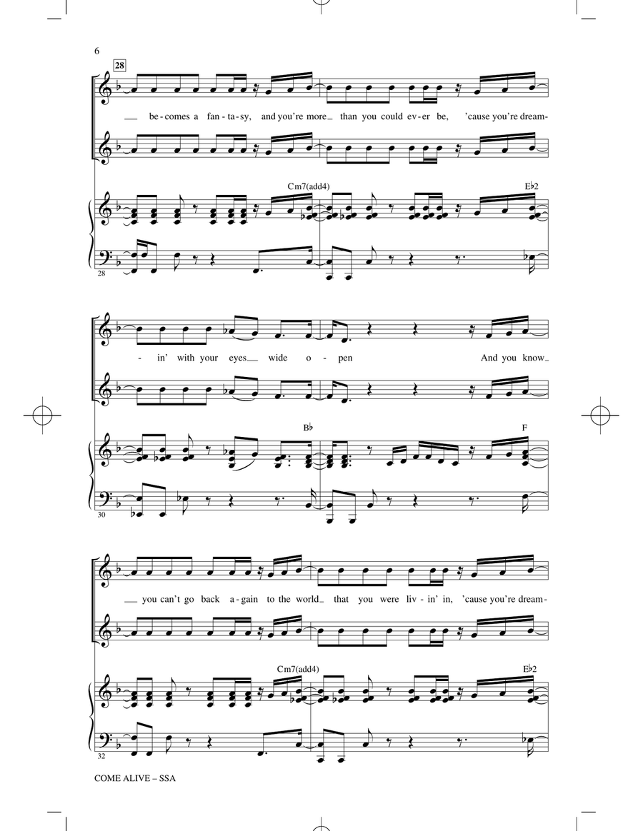 Come Alive (from The Greatest Showman) (arr. Mark Brymer) SSA scores gallery preview page 5