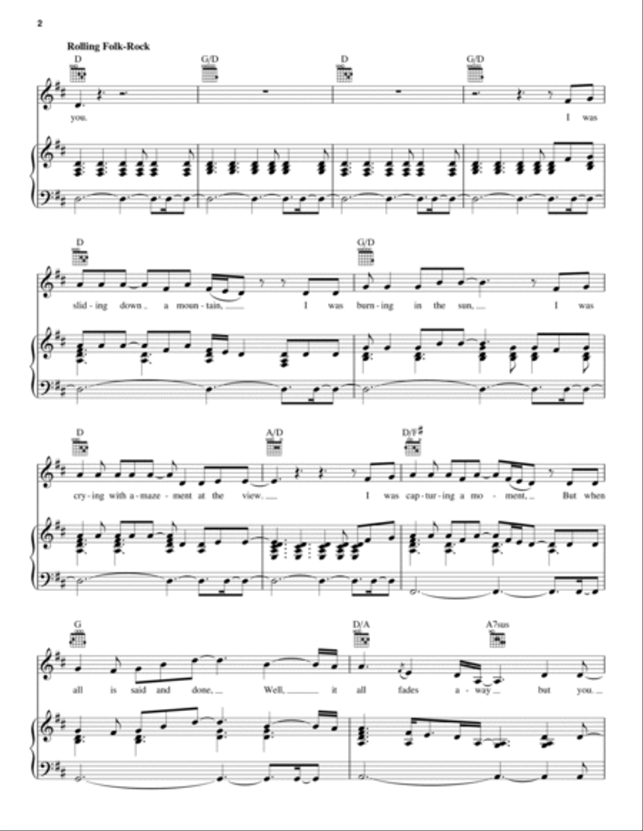 It All Fades Away (from The Bridges of Madison County) Piano, Vocal, Guitar scores gallery preview page 2