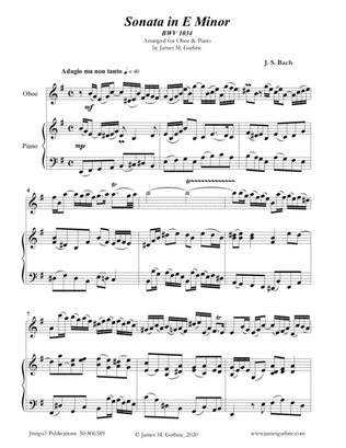 Book cover for BACH: Sonata BWV 1034 for Oboe & Piano