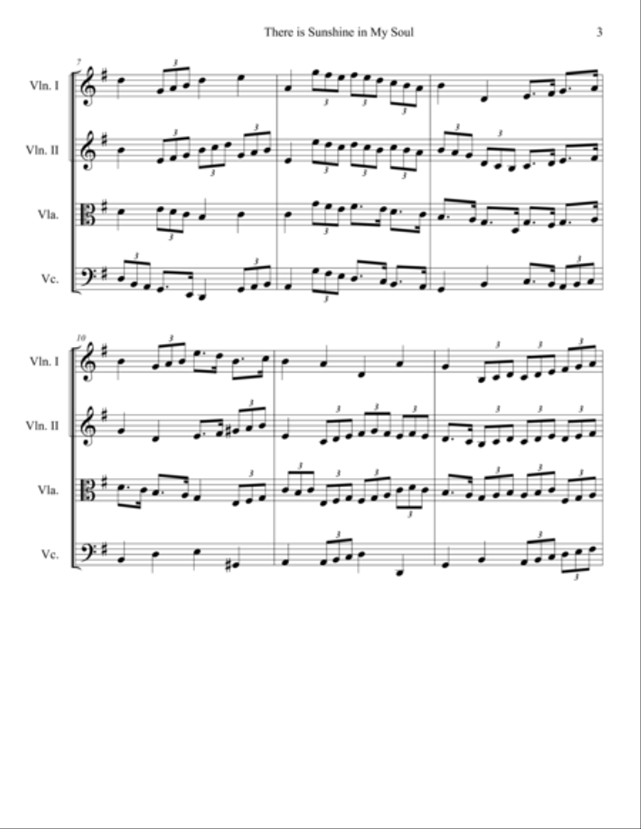 There is Sunshine in My Soul STRING QUARTET String Quartet scores gallery preview page 3