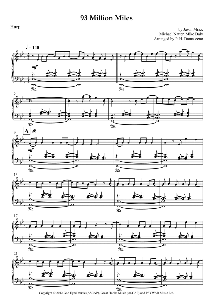 93 Million Miles Harp scores gallery preview page 1