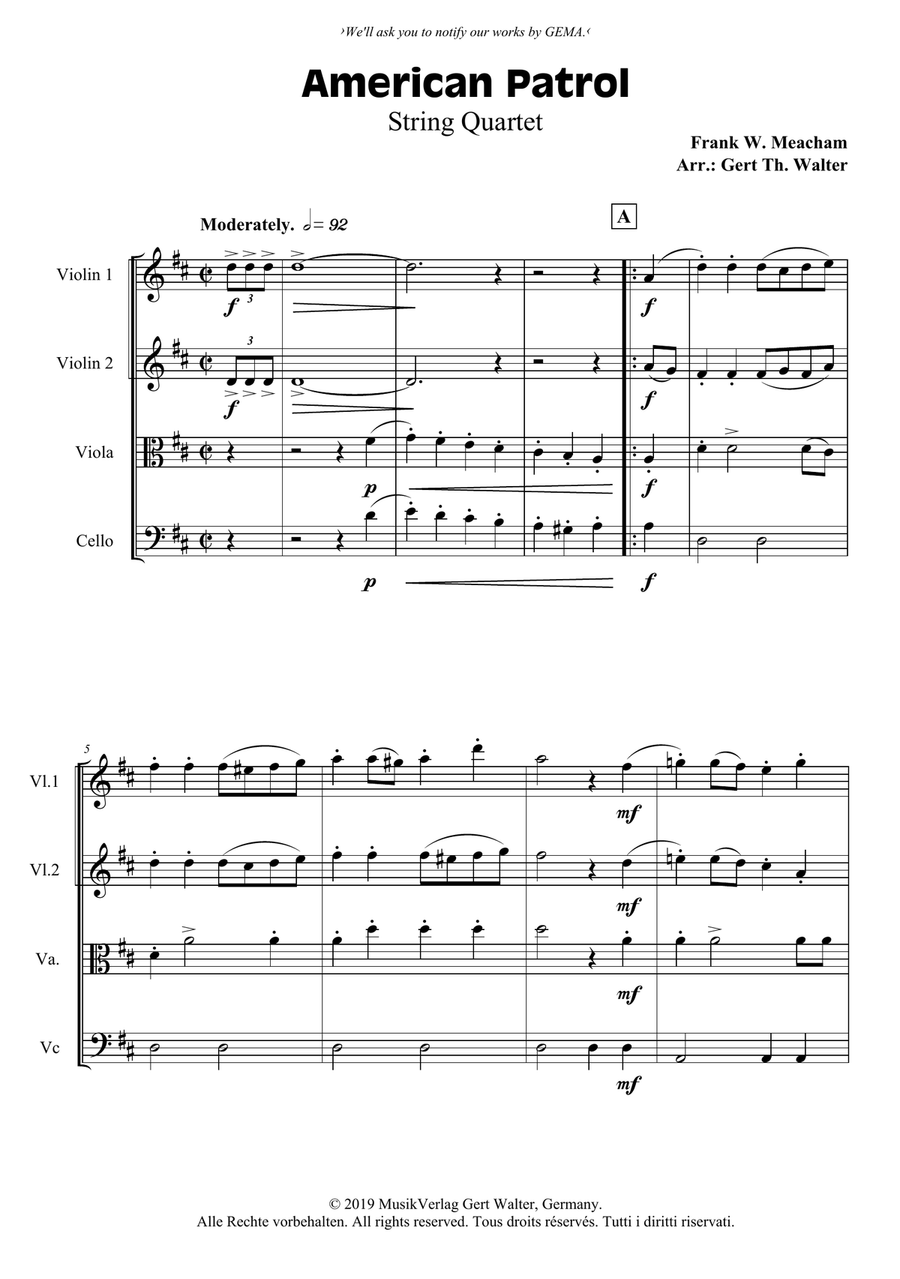 American Patrol String Quartet scores gallery preview page 1