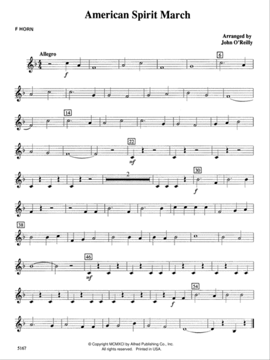 American Spirit March: 1st F Horn Concert Band scores gallery preview page 1