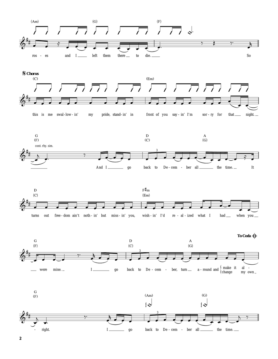 Back To December Acoustic Guitar scores gallery preview page 2