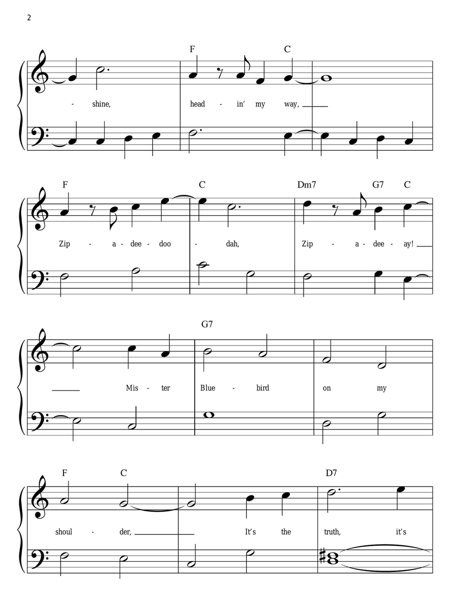Zip-A-Dee-Doo-Dah (from Song Of The South) Easy Piano scores gallery preview page 2