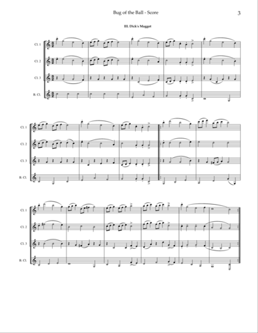 Bug of the Ball: English Fancies Clarinet Quartet scores gallery preview page 4