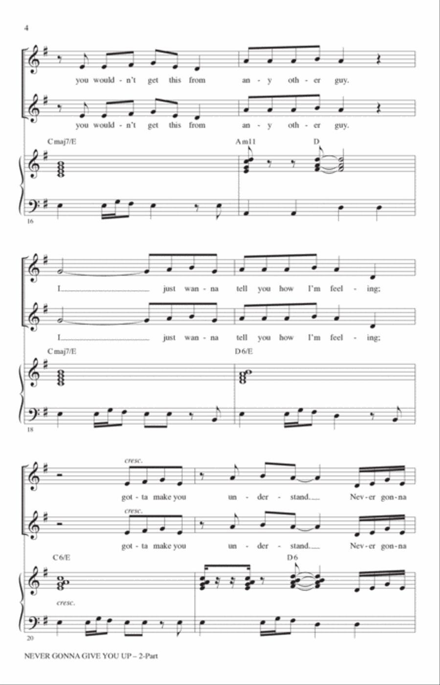 Never Gonna Give You Up (arr. Roger Emerson) 2-Part scores gallery preview page 3