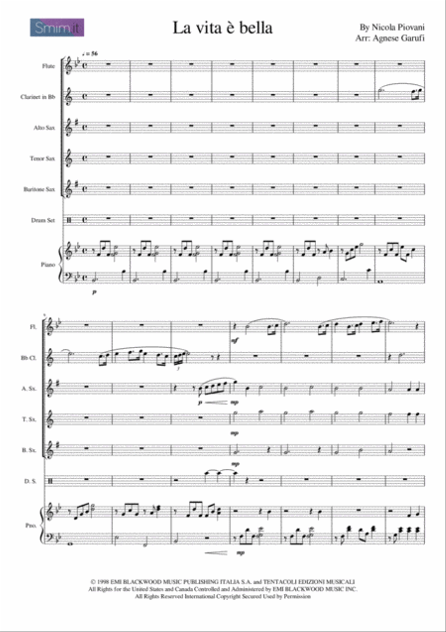 Life Is Beautiful (la Vita E Bella) Clarinet scores gallery preview page 1