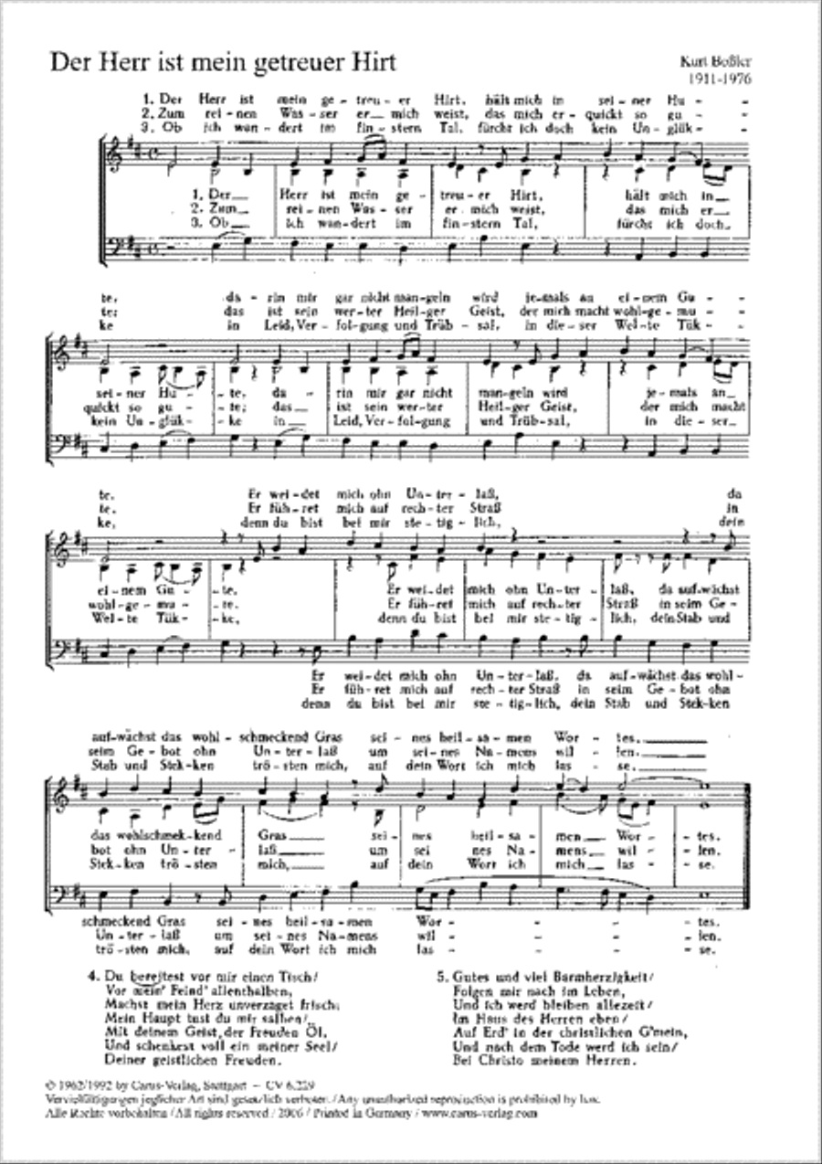 Bossler: Der Herr ist mein getreuer Hirt; In dich hab ich gehoffet Score scores gallery preview page 1