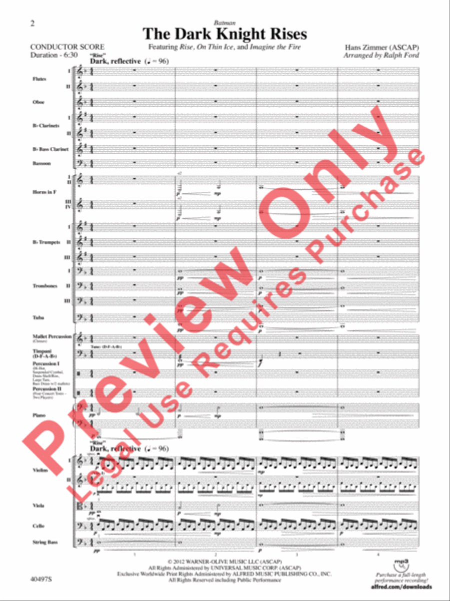 Batman: The Dark Knight Rises Full Orchestra scores gallery preview page 3