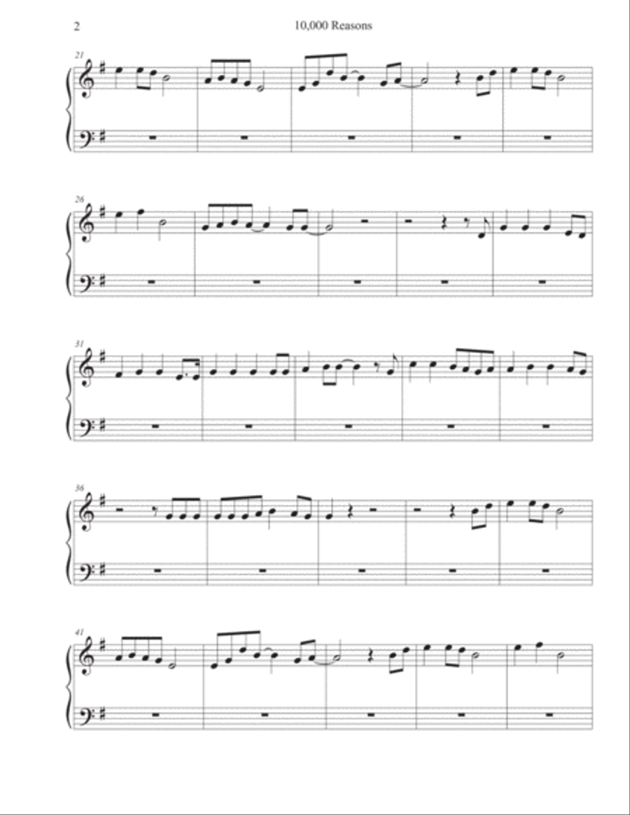 10,000 Reasons (Bless The Lord) Easy Piano scores gallery preview page 2