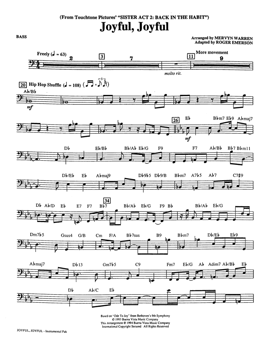 Joyful, Joyful (from Sister Act 2) (arr. Roger Emerson) - Acoustic Bass