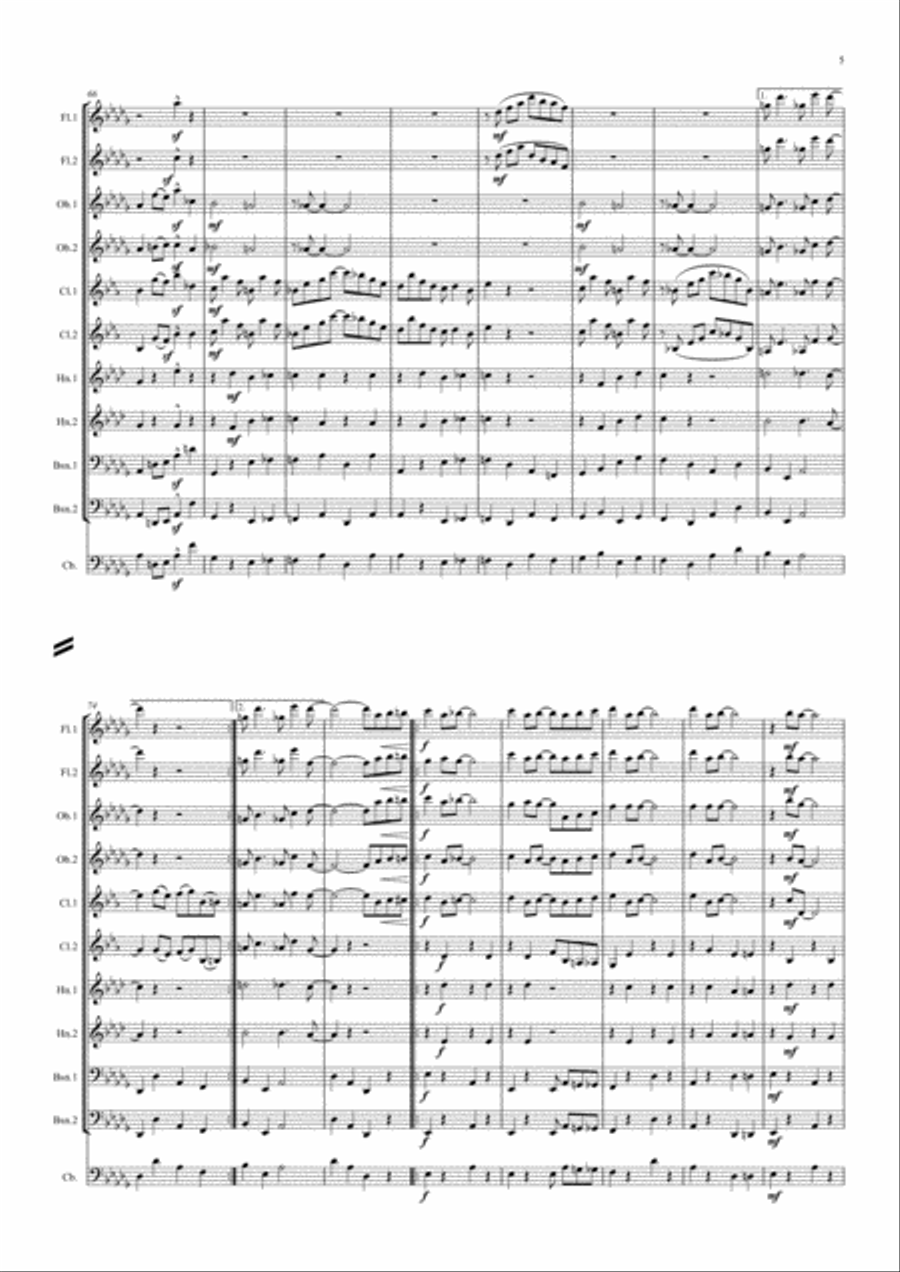 Scott Joplin: The Easy Winners (Rag) - wind dectet (and bass) Woodwind Quintet scores gallery preview page 5