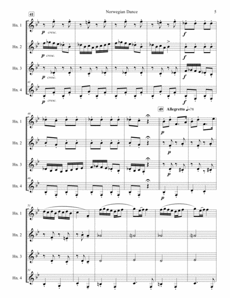 Norwegian Dance Opus 35, No. 2 for French Horn Quartet image number null