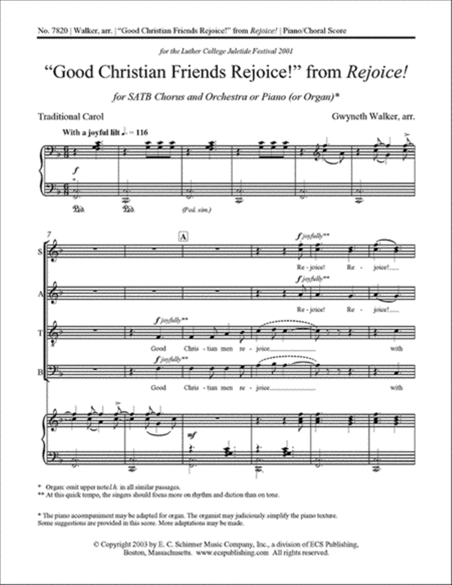 Rejoice!: 3. Good Christian Friends Rejoice! 4-Part scores gallery preview page 1