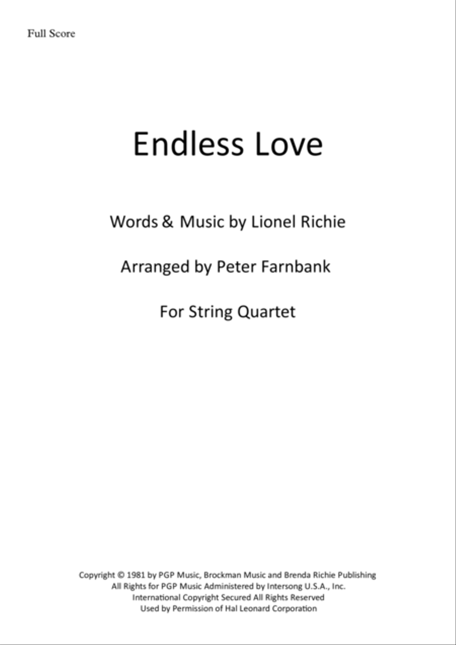 Endless Love String Quartet scores gallery preview page 1