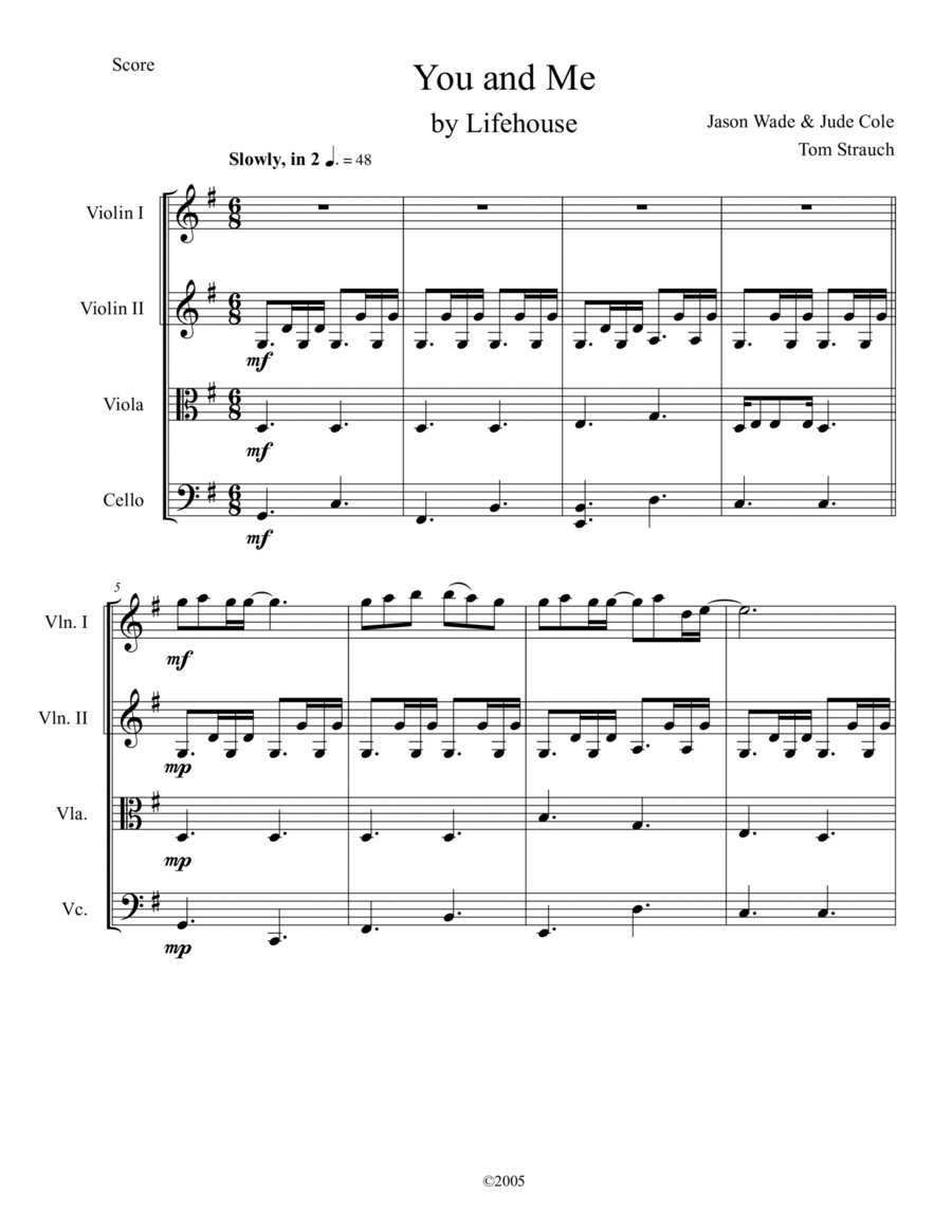You And Me You And Me String Quartet scores gallery preview page 1