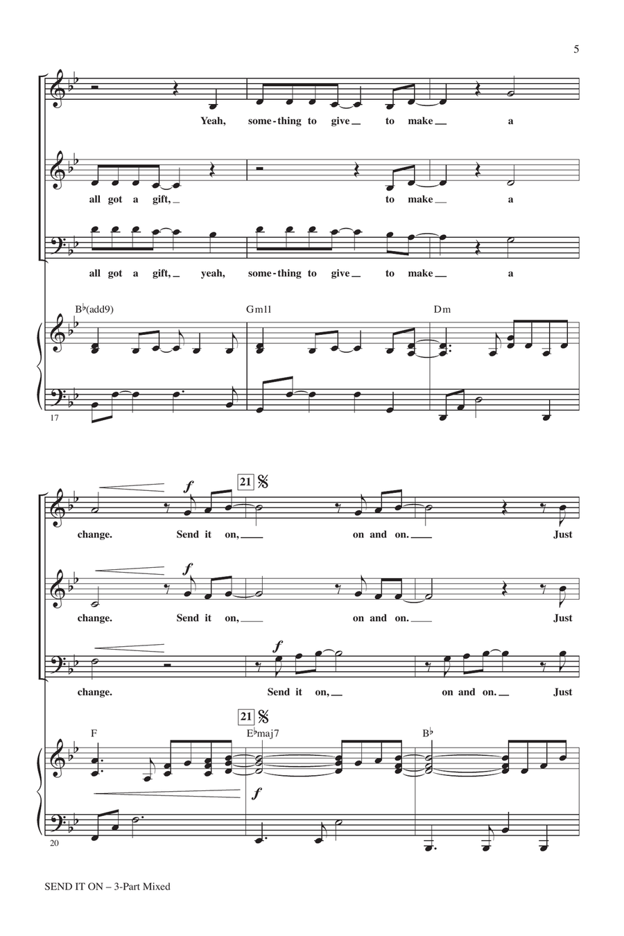 Send It On (arr. Cristi Cary Miller) 3-Part scores gallery preview page 3
