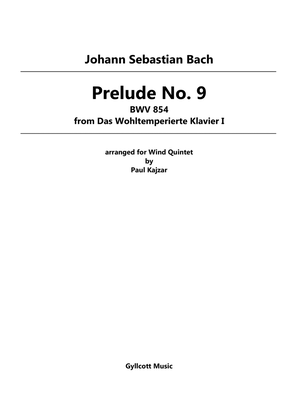 Prelude No. 9 from The Well-Tempered Clavier, Book 1 (Wind Quintet)