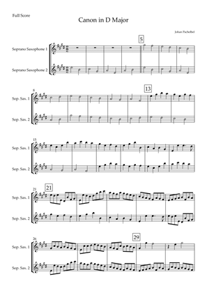 Canon in D Major (Johann Pachelbel) for Soprano Saxophone Duo