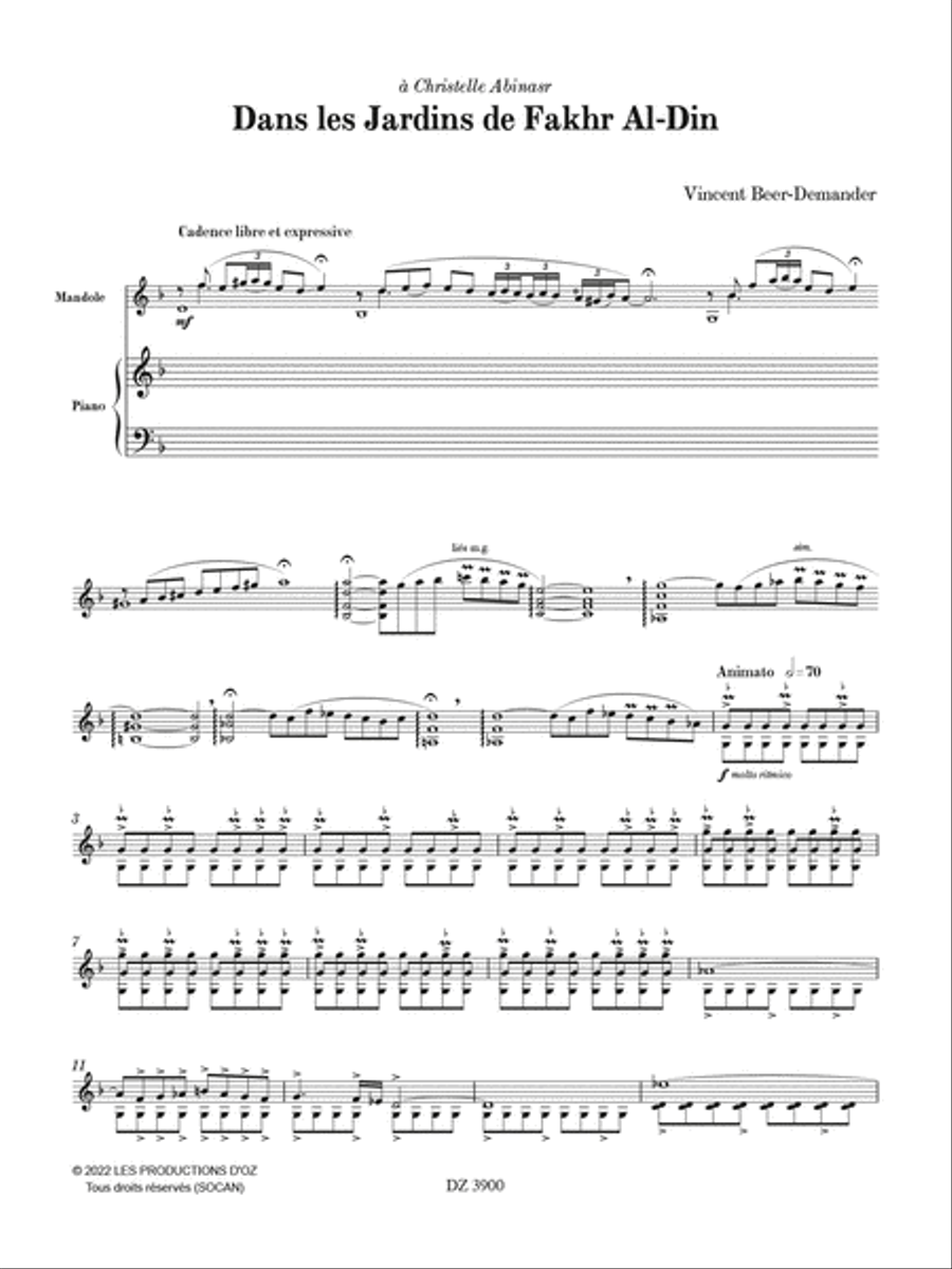 Dans les Jardins de Fakhr Al-Din Piano Accompaniment scores gallery preview page 2