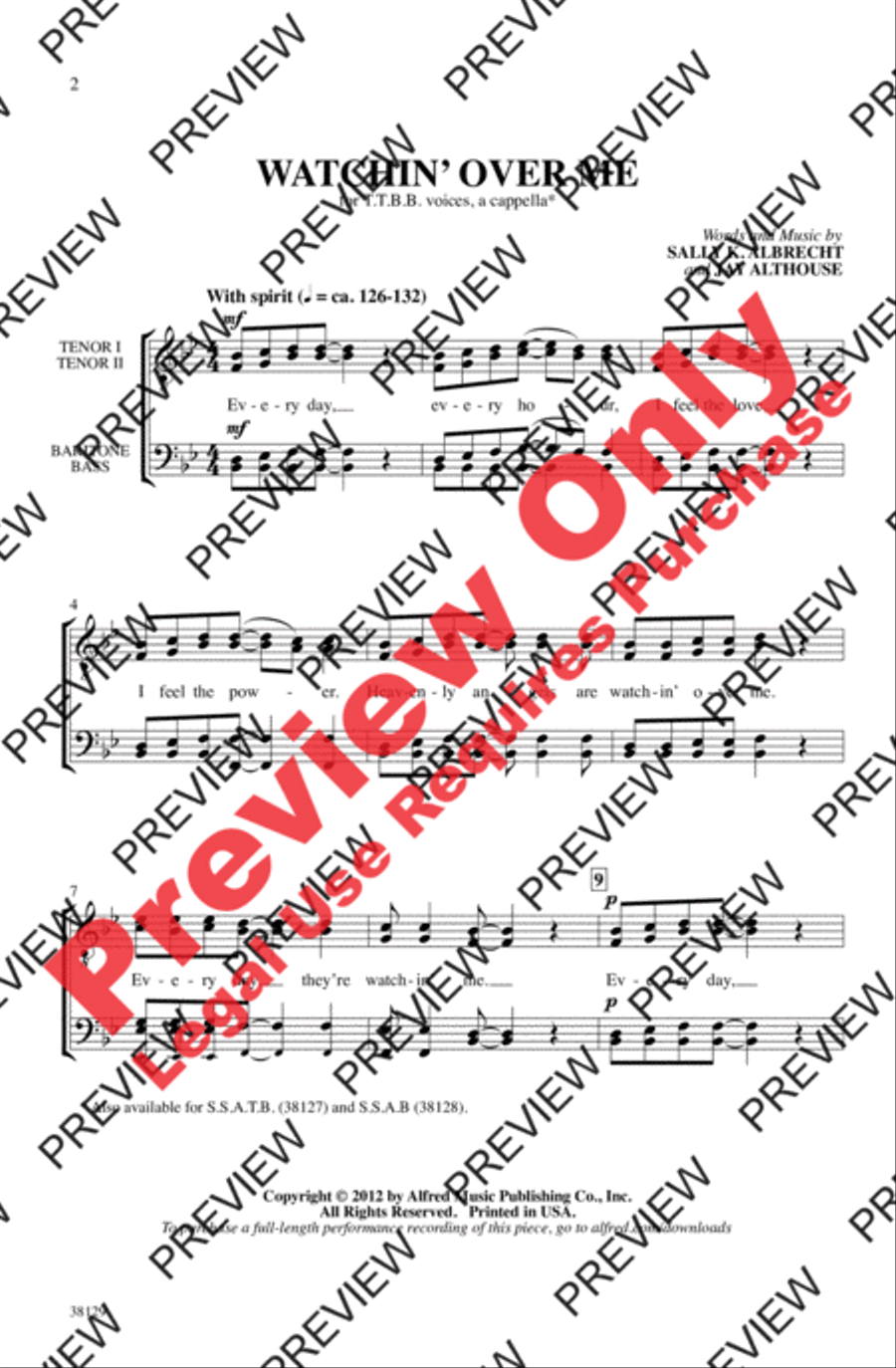 Watchin' Over Me Watchin' Over Me Men's Choir scores gallery preview page 2