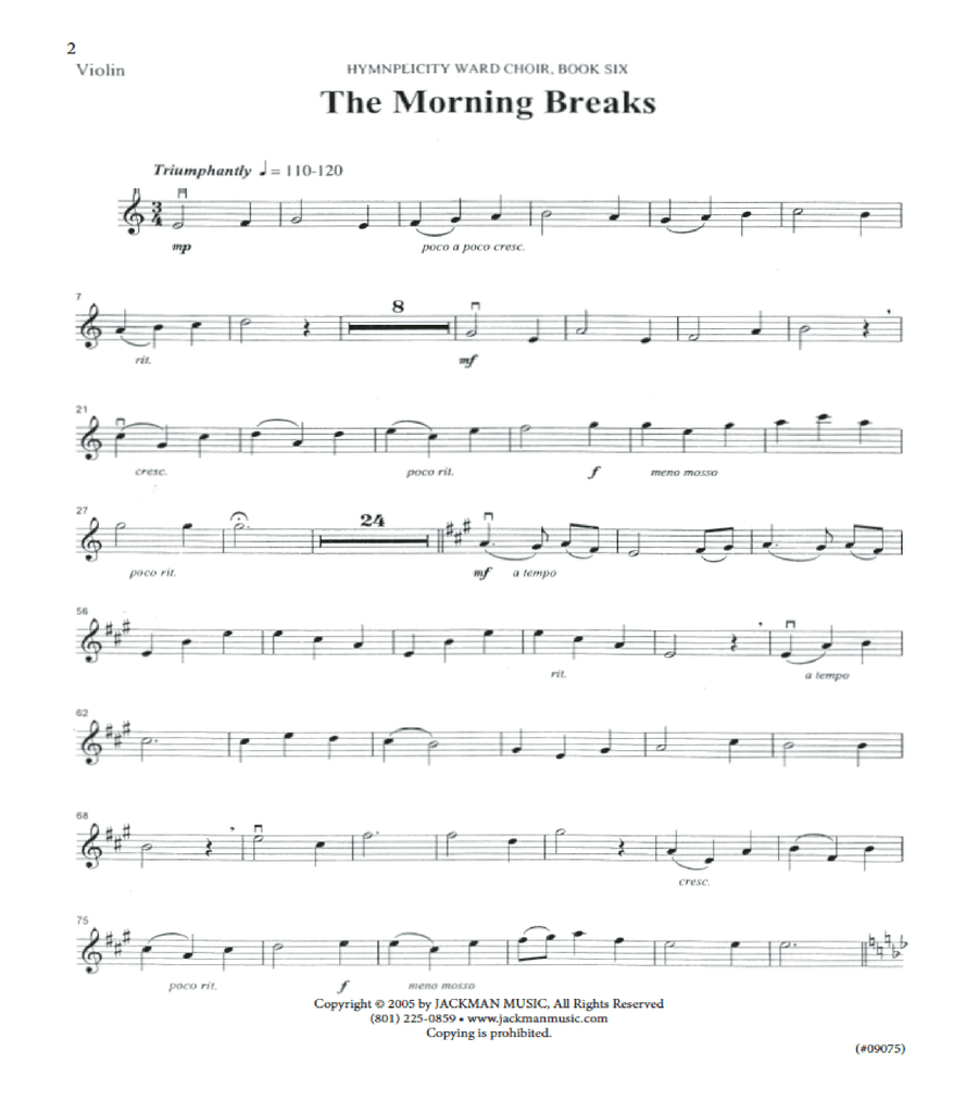 Hymnplicity Ward Choir - Book 6 Violin Parts 4-Part scores gallery preview page 2