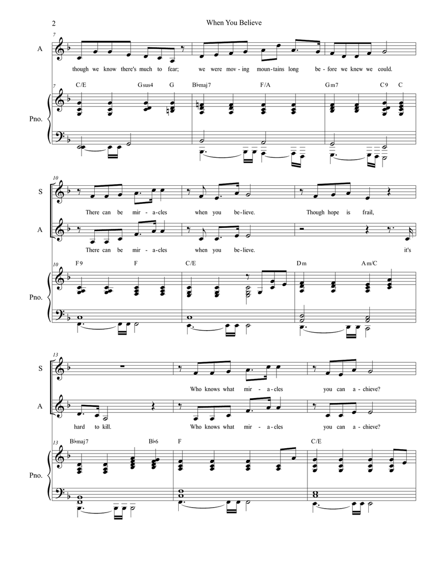 When You Believe (From The Prince Of Egypt) Alto Voice scores gallery preview page 2