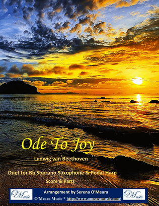 Book cover for Ode to Joy, Duet for Bb Soprano Saxophone & Pedal Harp