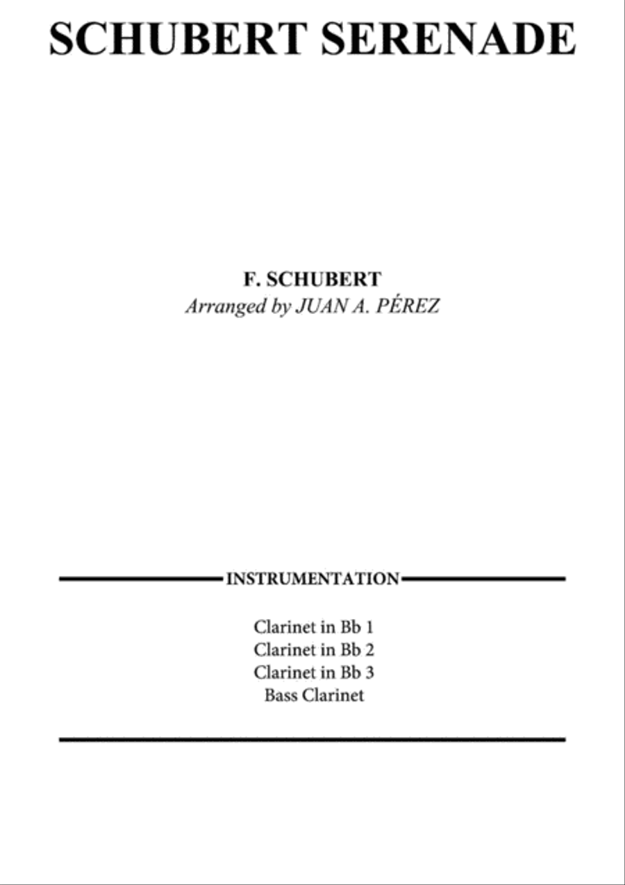 Schubert Serenade - Clarinet Quartet Clarinet Quartet scores gallery preview page 1